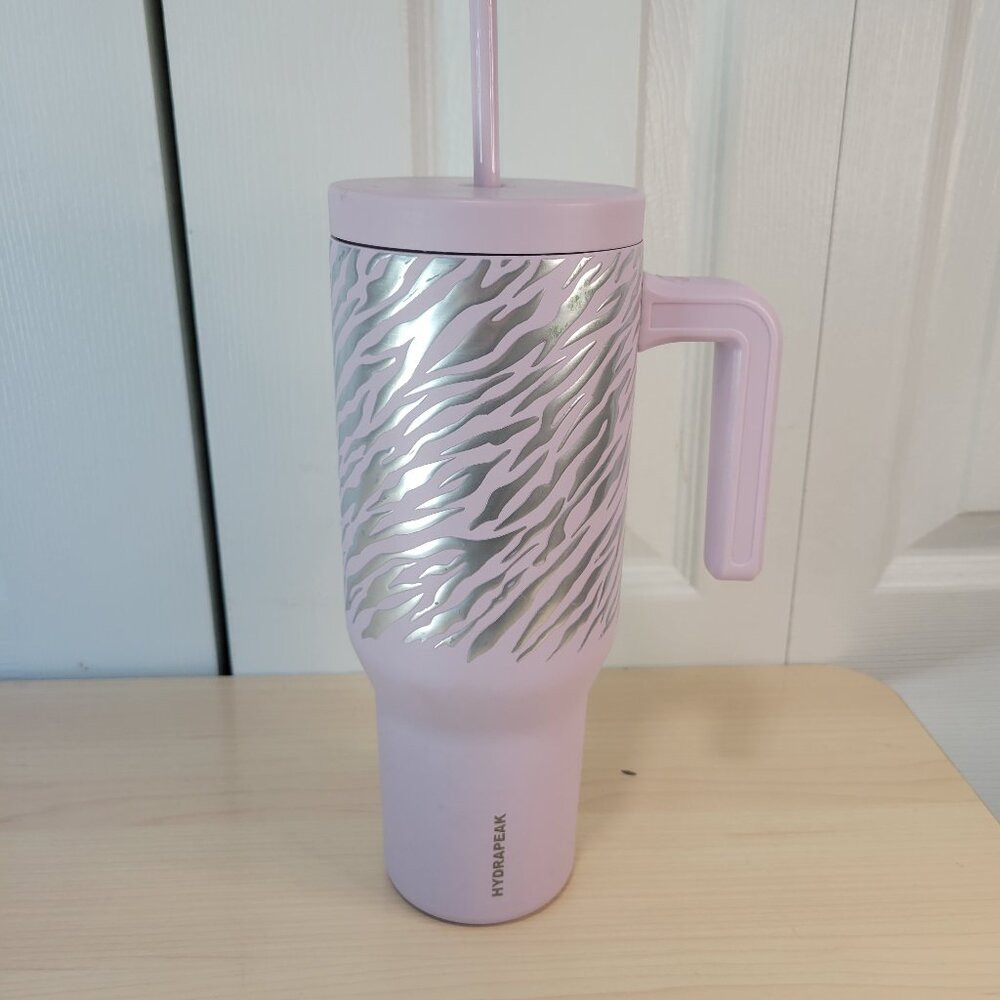 HYDRAPEAK Voyager Pink Zebra 40 Oz Stainless Steel Tumbler w/ Handle & Straw